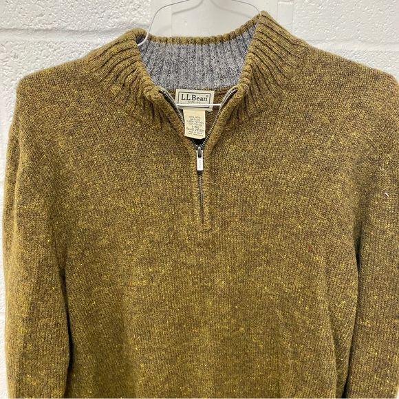 L.L. Bean Shetland Wool Quarter Zip Sweater Large - Picture 2 of 8